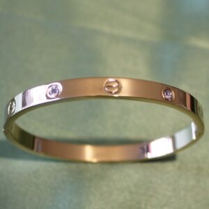Signature Love Bangle – Gold with Crystal Accents