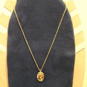 Golden Blossom - Carved Rose Pendant Necklace in Gold Finish