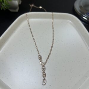 EvoraLuxe Rose Gold Linked Necklace – 92.5 Sterling Silver with CZ Detailing